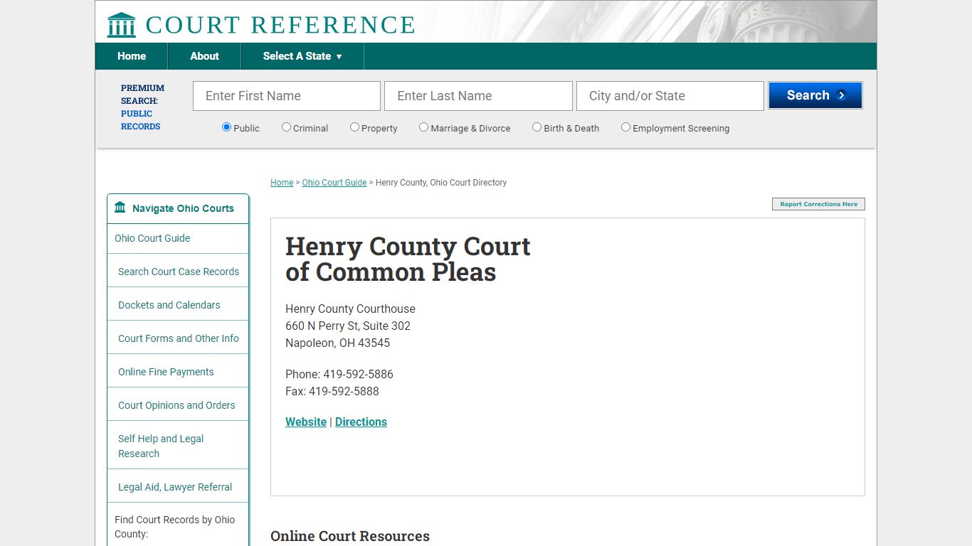Henry County Court of Common Pleas - CourtReference.com